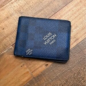 louis vuitton men wallet blue taiga